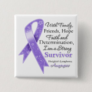 Badge Carré 5 Cm Hodgkins Lymphoma Soutien Survivant Fort