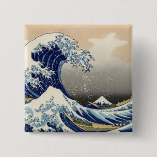 Badge Carré 5 Cm Hokusai : La grande vague de Kanagawa