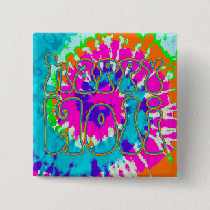 Badge Carré 5 Cm holiES - HAPPY HOLI simplement contour coloré 1