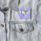 Badge Carré 5 Cm Holographique Médicale 3D Caduceus Croix blanche (En situation)