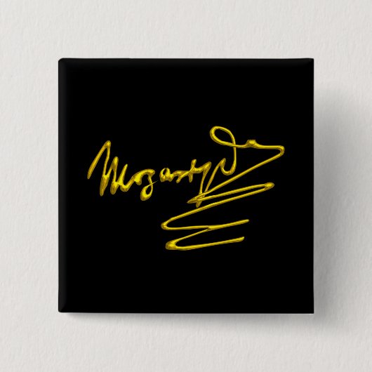 Badge Carré 5 Cm HOMAGE TO MOZART Gold Signature of Composer Black (Devant)