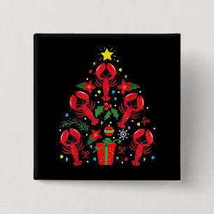 Badge Carré 5 Cm Homard Arbre de Noël Funny cadeau de Noël