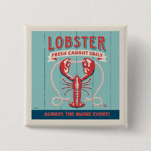 Badge Carré 5 Cm Homard frais pris tous les jours   Maine