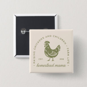 Badge Carré 5 Cm Homestead maman poulet amoureux cottagecore vie ag