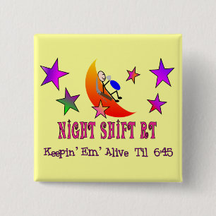 Badge Carré 5 Cm Homme de bâton de LUNE du poste de nuit droite