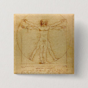 Badge Carré 5 Cm Homme de Vitruve de Léonard de Vinci