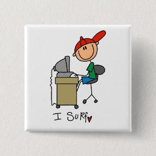 Badge Carré 5 Cm Homme Stick Figure Navigateur Web