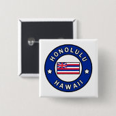 Badge Carré 5 Cm Honolulu Hawaii (Devant & derrière)
