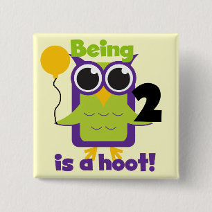 Badge Carré 5 Cm Hoot Owl 2e anniversaire T-shirts et cadeaux