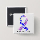 Badge Carré 5 Cm Hope Blue and Purple Awareness Ribbon (Devant & derrière)