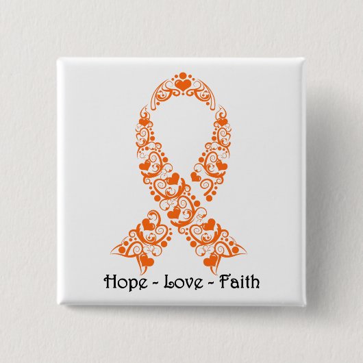 Badge Carré 5 Cm Hope Orange Awareness Ribbon (Devant)