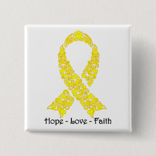 Badge Carré 5 Cm Hope Yellow Awareness Ribbon