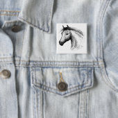 Badge Carré 5 Cm Horse : White (En situation)