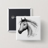 Badge Carré 5 Cm Horse : White (Devant & derrière)