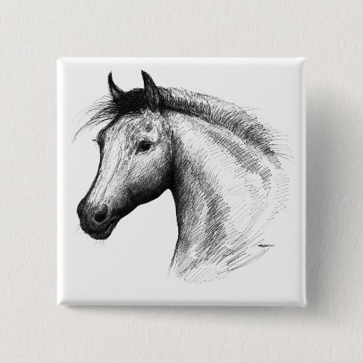 Badge Carré 5 Cm Horse : White (Devant)