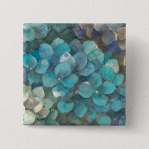Badge Carré 5 Cm Hortensia de turquoise