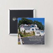 Badge Carré 5 Cm Hospital Point Lighthouse, Massachusetts (Devant & derrière)