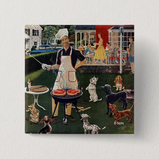 Badge Carré 5 Cm Hot-dogs (Devant)