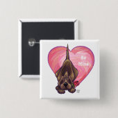 Badge Carré 5 Cm Hound Dog Valentine's Day (Devant & derrière)