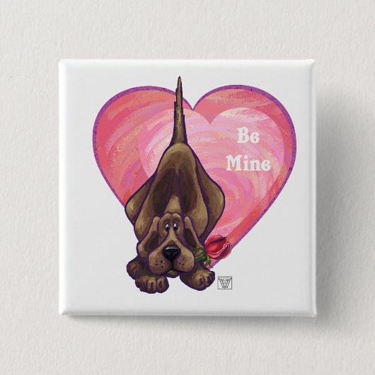 Badge Carré 5 Cm Hound Dog Valentine's Day (Devant)