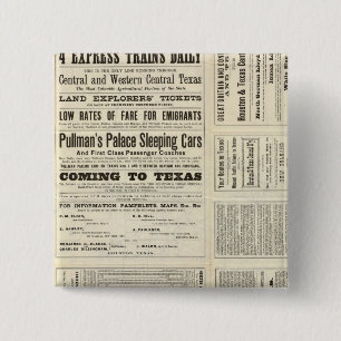 Badge Carré 5 Cm Houston et Texas Central Railway par le Texas