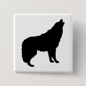 Badge Carré 5 Cm Howling Wolf Silhouette (Devant)