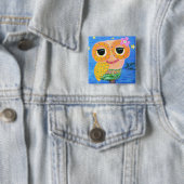 Badge Carré 5 Cm Huée de danse polynésienne (En situation)