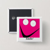 Badge Carré 5 Cm HUH, sourire ! (Devant & derrière)