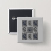 Badge Carré 5 Cm Huit oreilles Graphique (Devant & derrière)