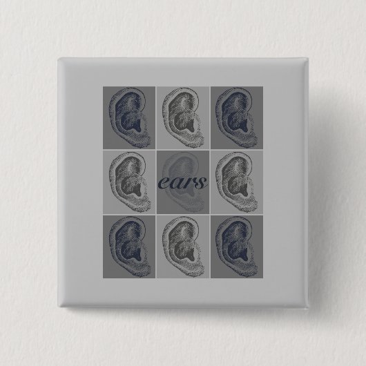 Badge Carré 5 Cm Huit oreilles Graphique (Devant)