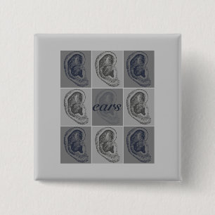 Badge Carré 5 Cm Huit oreilles Graphique