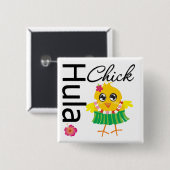 Badge Carré 5 Cm Hula Hawaii Chick (Devant & derrière)