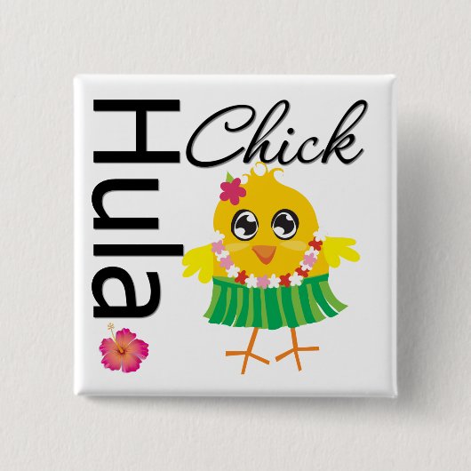 Badge Carré 5 Cm Hula Hawaii Chick (Devant)