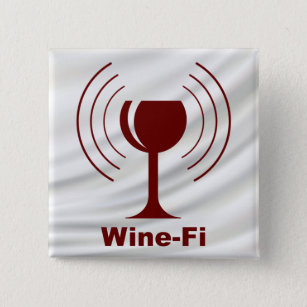Badge Carré 5 Cm Humour de l'amateur de vin Vin-Fi