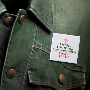 Badge Carré 5 Cm Humour de Noël amusant Jeu de grammaire