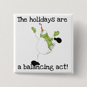 Badge Carré 5 Cm Humour de vacances Snowman