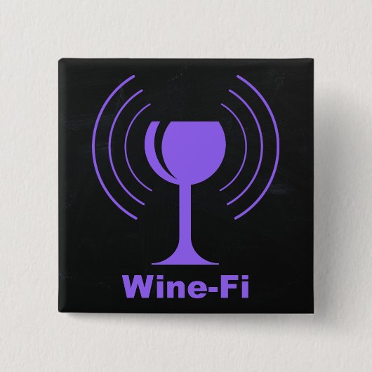 Badge Carré 5 Cm Humour Louveur de vin Wine-Fi (Devant)