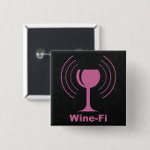 Badge Carré 5 Cm Humour Louveur de vin Wine-Fi (Devant & derrière)