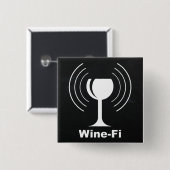 Badge Carré 5 Cm Humour Louveur de vin Wine-Fi (Devant & derrière)