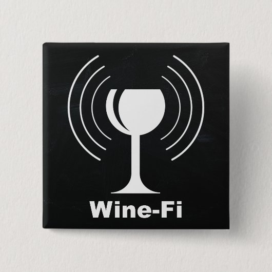 Badge Carré 5 Cm Humour Louveur de vin Wine-Fi (Devant)