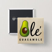 Badge Carré 5 Cm Humour Ole Guacamole Avocado (Devant & derrière)