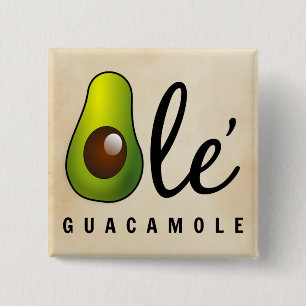 Badge Carré 5 Cm Humour Ole Guacamole Avocado