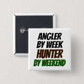 Badge Carré 5 Cm Hunter Angler (Devant & derrière)