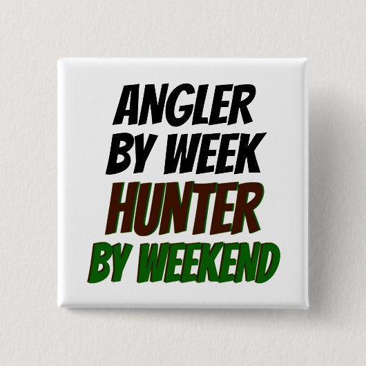 Badge Carré 5 Cm Hunter Angler (Devant)
