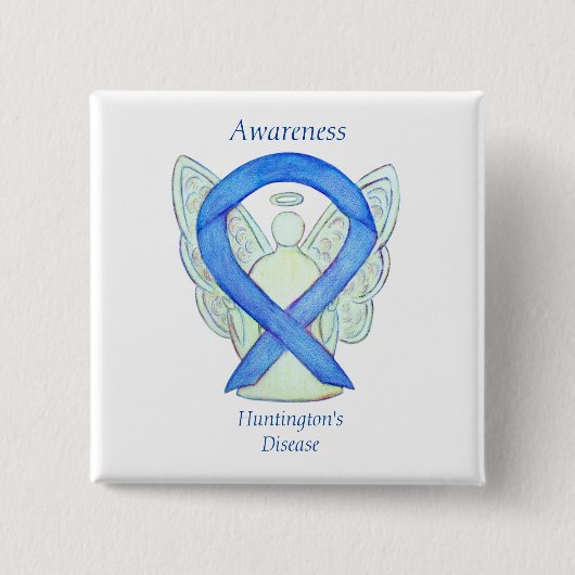 Badge Carré 5 Cm Huntington's Disease Awareness Ribbon Angel Pin (Devant)