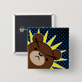 Badge Carré 5 Cm Hurlement grincheux d'ours (Devant & derrière)