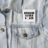 Badge Carré 5 Cm Husband Father Coach Baseball Dad Quote (En situation)