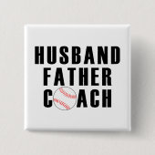 Badge Carré 5 Cm Husband Father Coach Baseball Dad Quote (Devant)