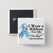 Badge Carré 5 Cm Husband Prostate Cancer Ribbon (Devant & derrière)