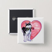 Badge Carré 5 Cm Husky Valentine's Day (Devant & derrière)